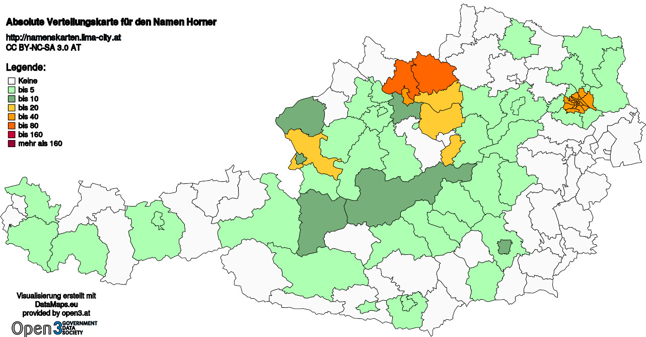 Absolute Verteilungskarten Nachnamen Horner