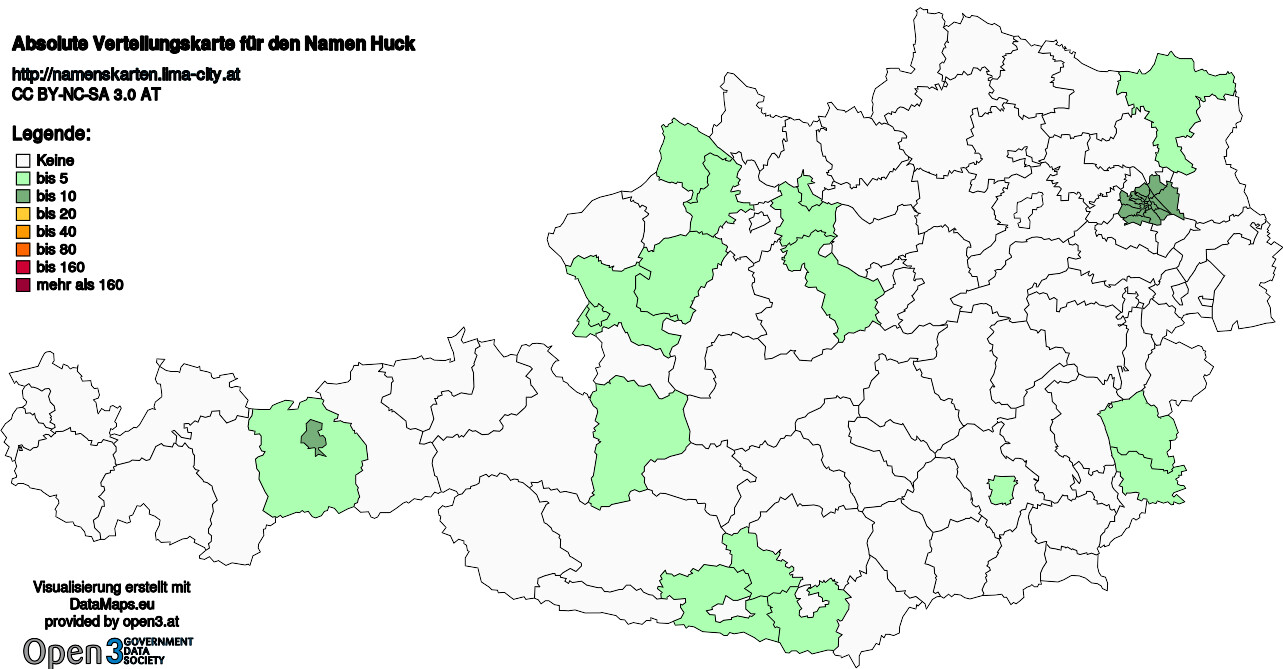 Absolute Verteilungskarten Nachnamen Huck