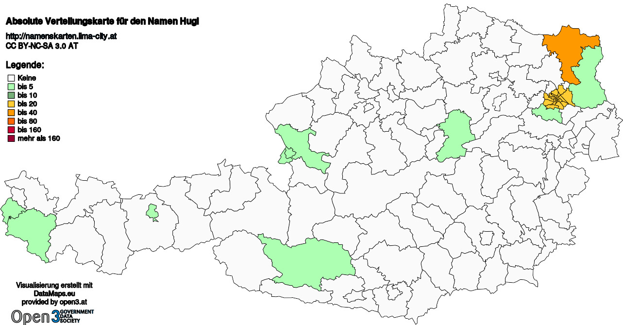 Absolute Verteilungskarten Nachnamen Hugl