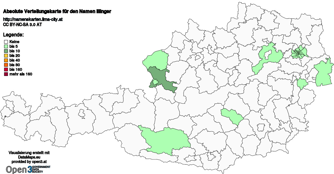 Absolute Verteilungskarten Nachnamen Illinger