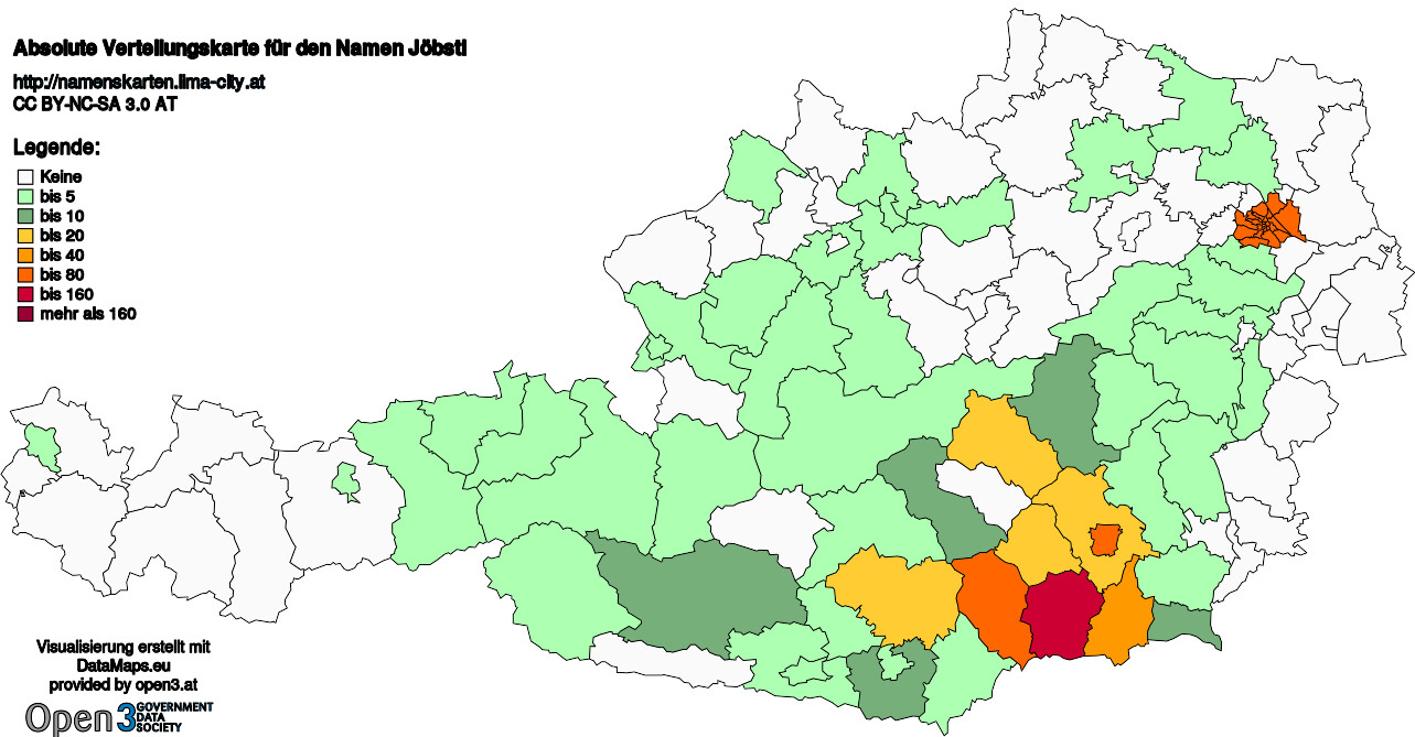 Absolute Verteilungskarten Nachnamen Jöbstl