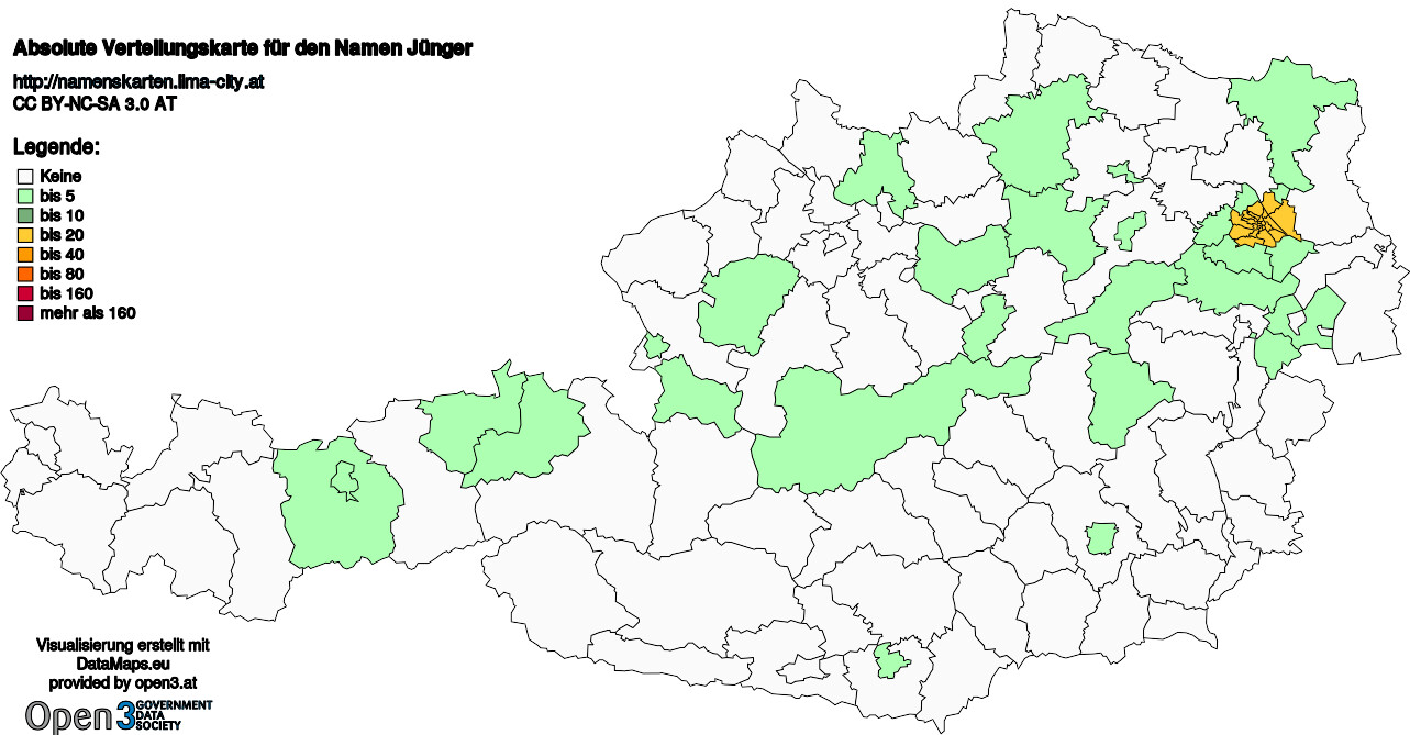 Absolute Verteilungskarten Nachnamen Jünger