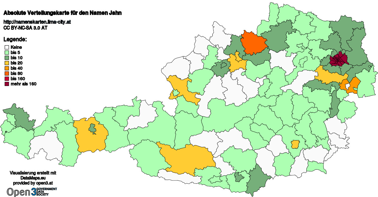 Absolute Verteilungskarten Nachnamen Jahn