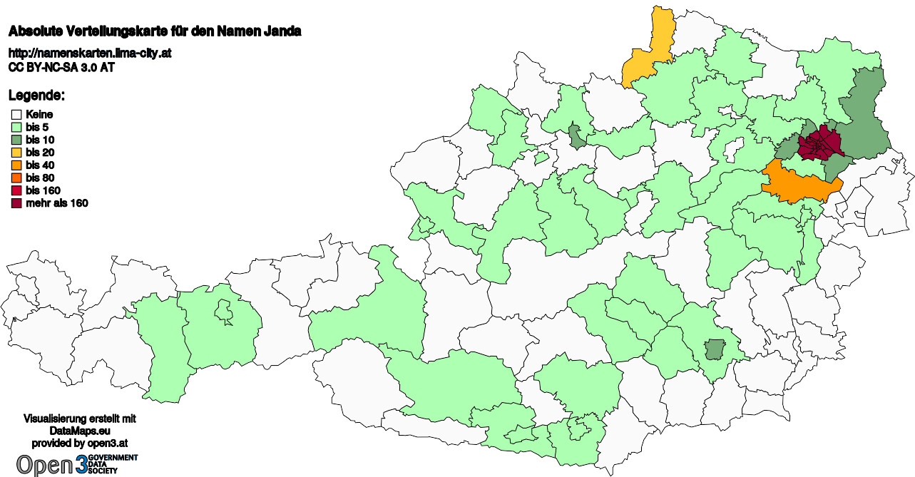 Absolute Verteilungskarten Nachnamen Janda