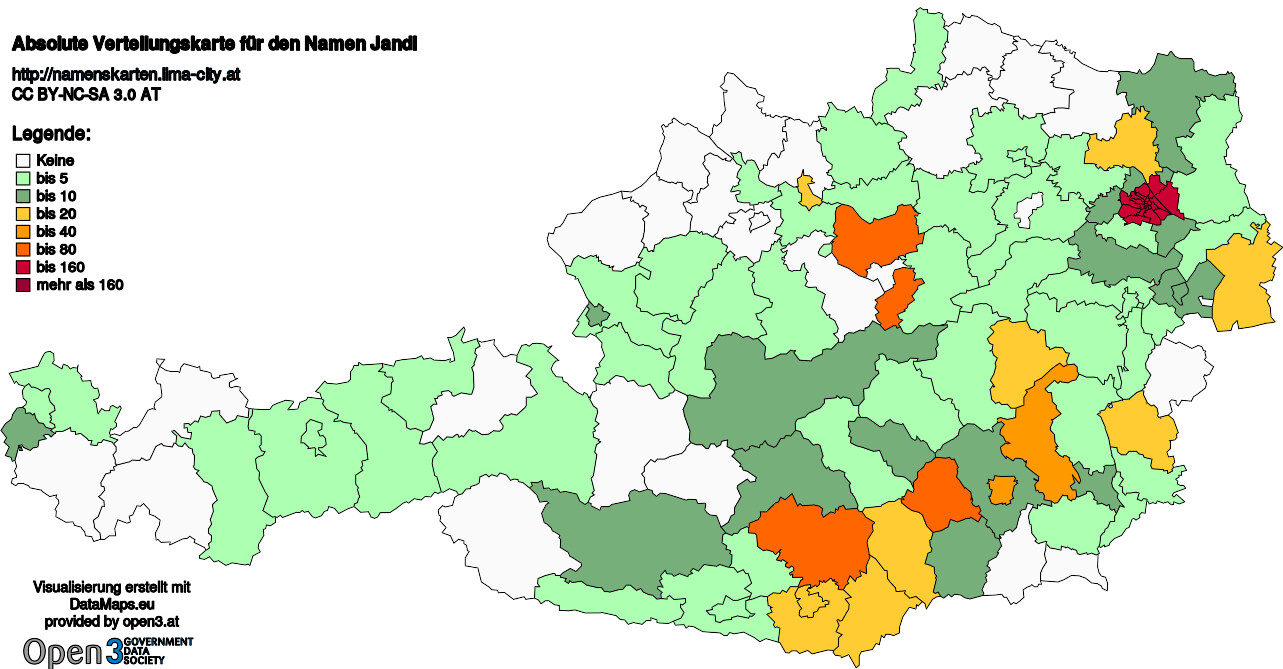 Absolute Verteilungskarten Nachnamen Jandl