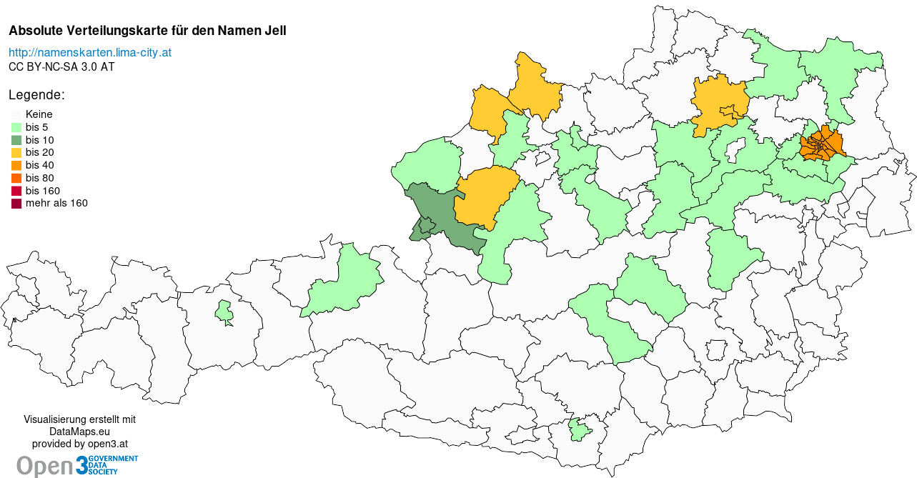 Absolute Verteilungskarten Nachnamen Jell