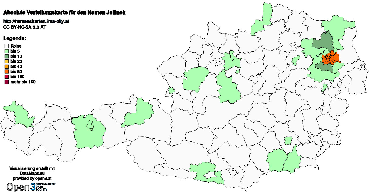 Absolute Verteilungskarten Nachnamen Jellinek
