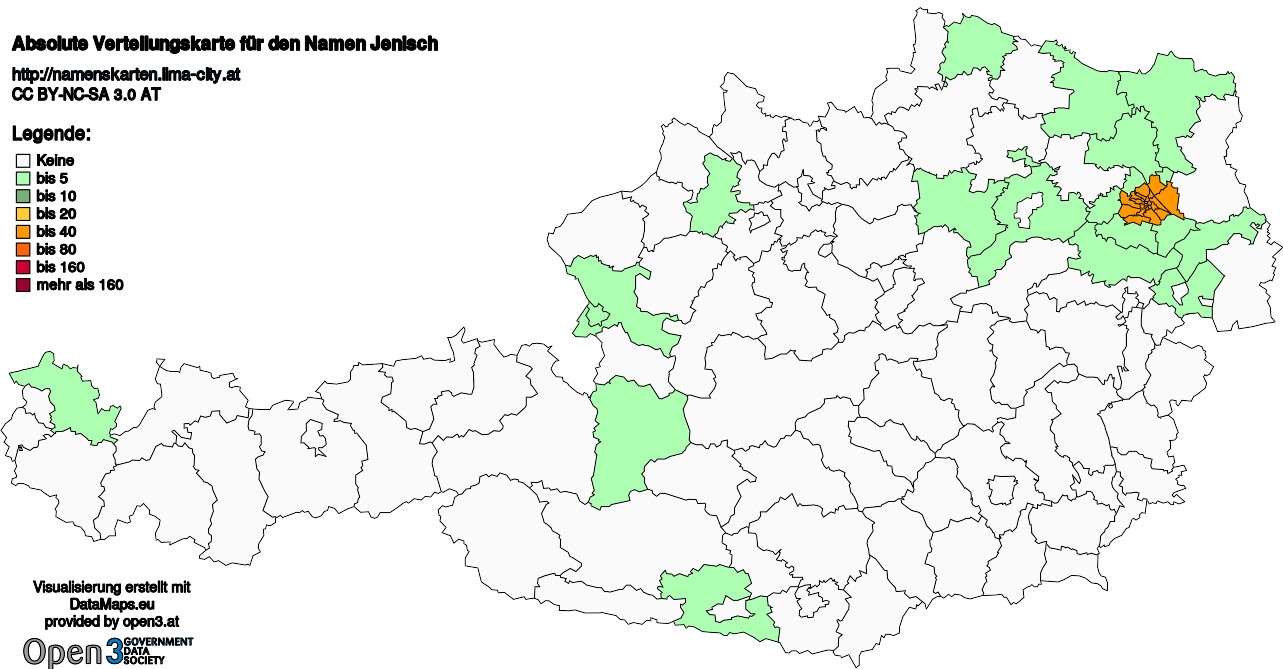 Absolute Verteilungskarten Nachnamen Jenisch