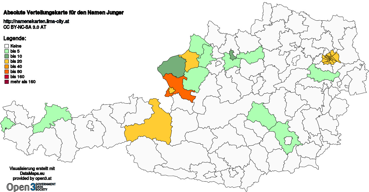 Absolute Verteilungskarten Nachnamen Junger