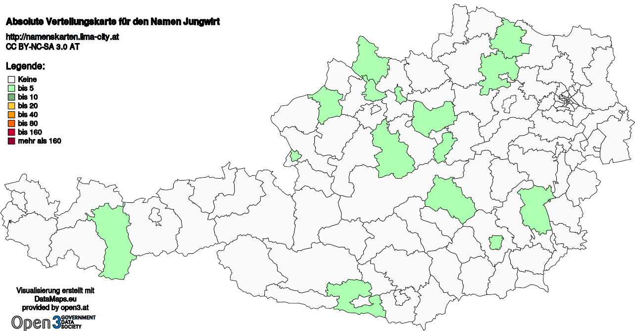 Absolute Verteilungskarten Nachnamen Jungwirt