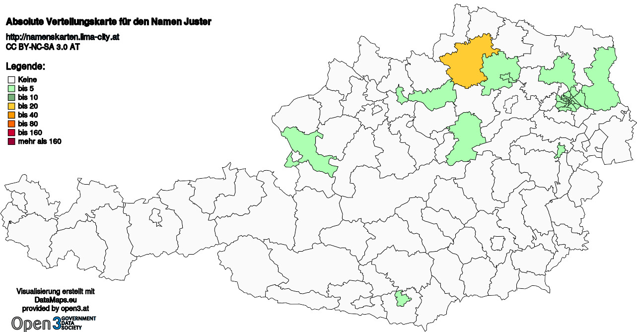 Absolute Verteilungskarten Nachnamen Juster