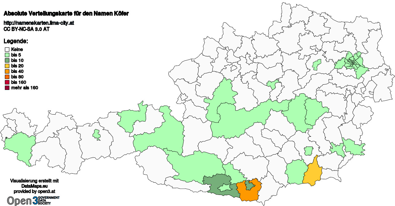 Absolute Verteilungskarten Nachnamen Köfer