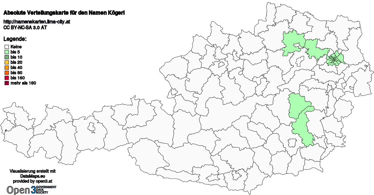 Absolute Verteilungskarten Nachnamen Kögerl