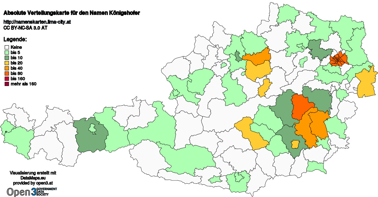 Absolute Verteilungskarten Nachnamen Königshofer