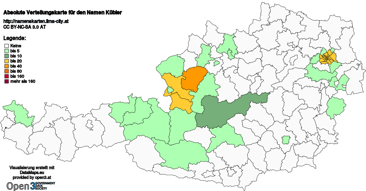 Absolute Verteilungskarten Nachnamen Kübler