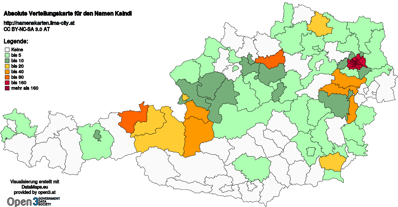 Absolute Verteilungskarten Nachnamen Kaindl