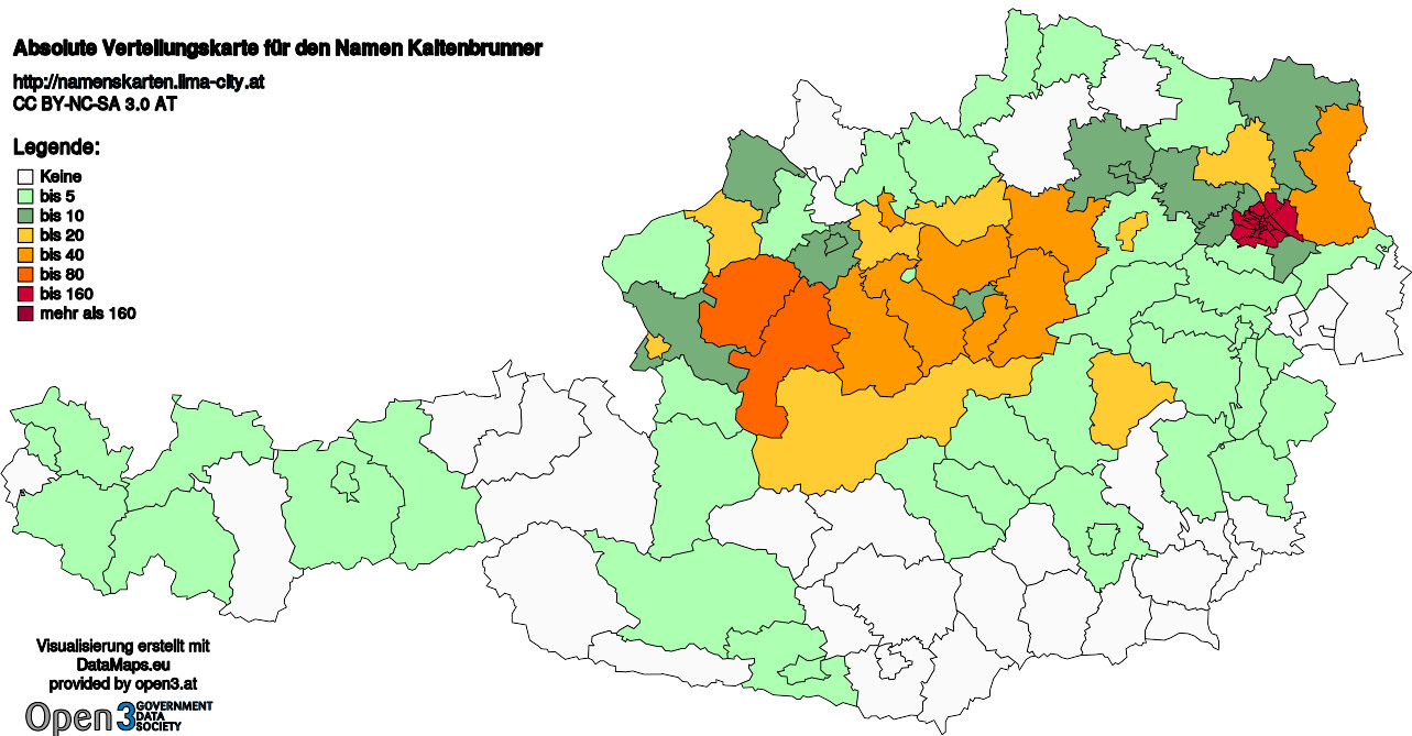 Absolute Verteilungskarten Nachnamen Kaltenbrunner