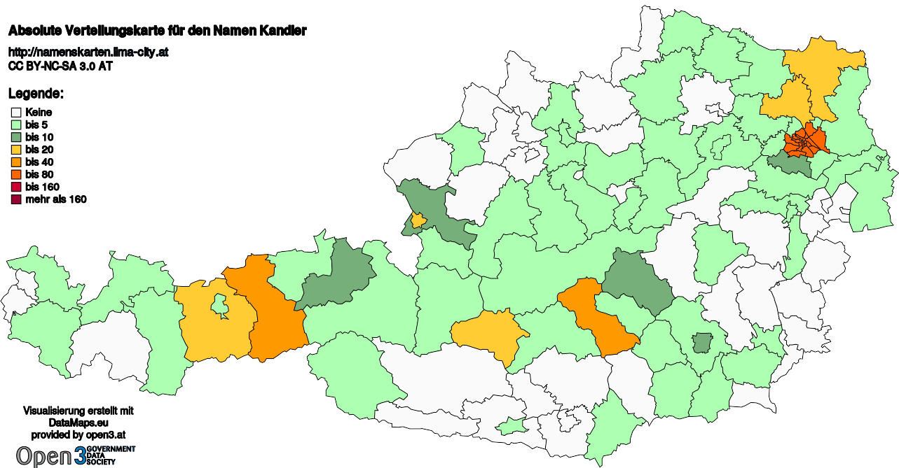 Absolute Verteilungskarten Nachnamen Kandler