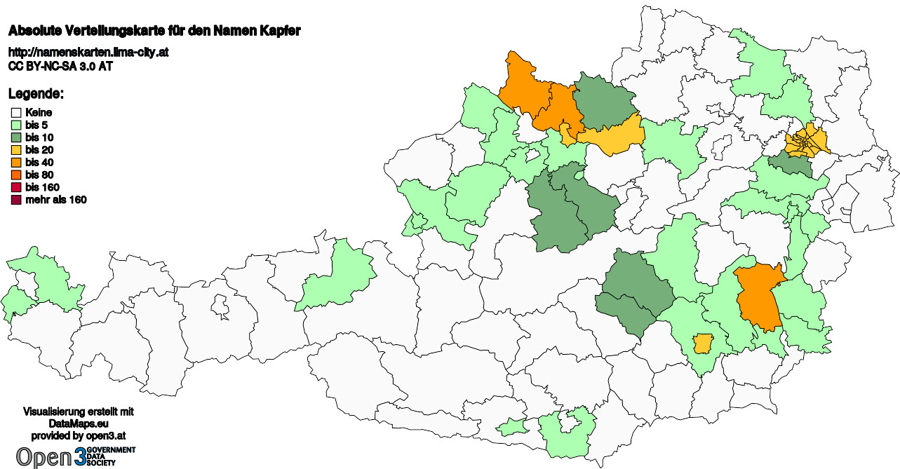 Absolute Verteilungskarten Nachnamen Kapfer