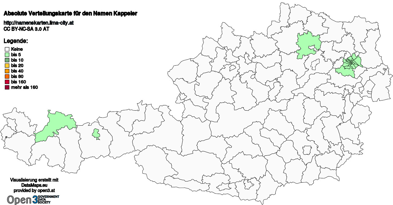 Absolute Verteilungskarten Nachnamen Kappeler