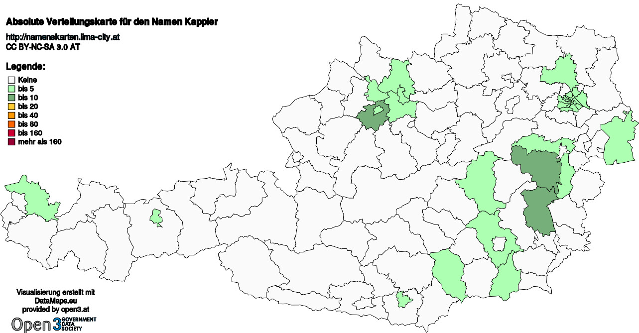 Absolute Verteilungskarten Nachnamen Kappler