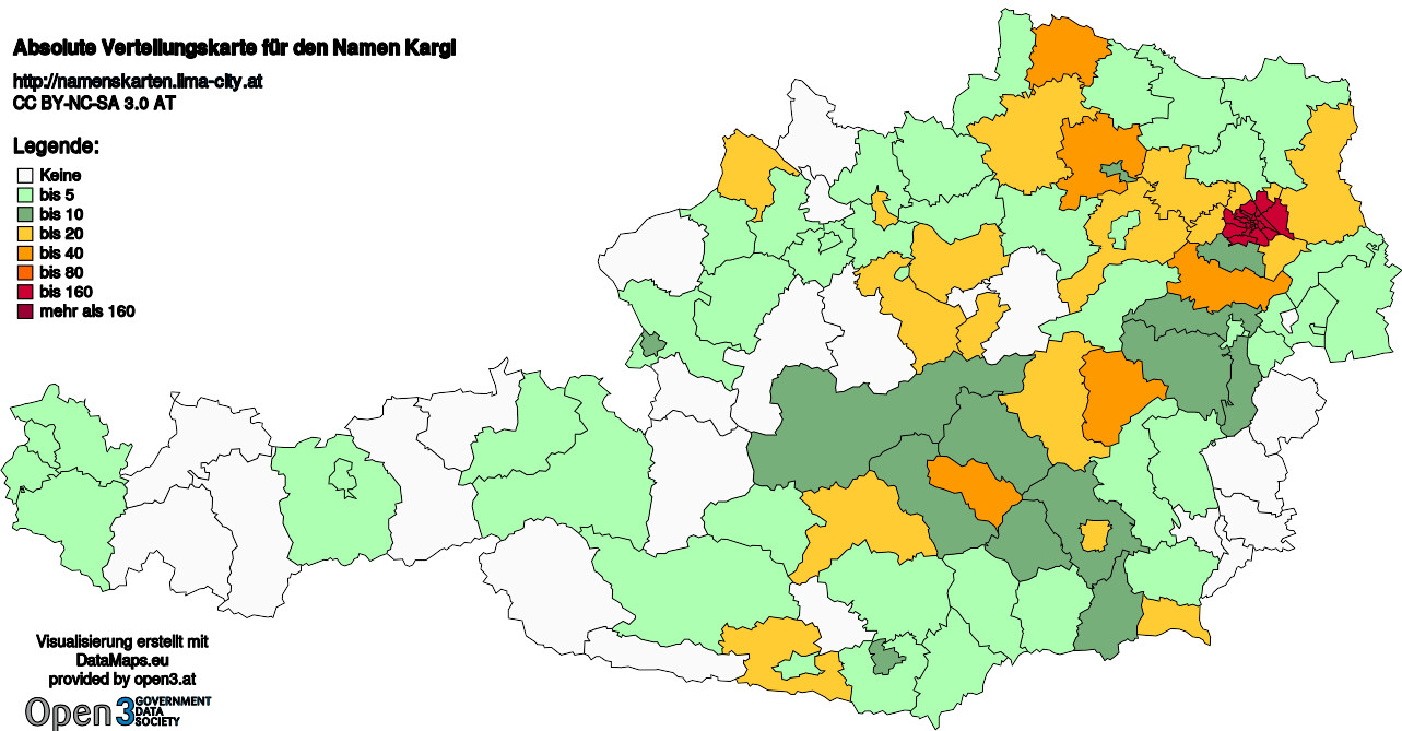 Absolute Verteilungskarten Nachnamen Kargl