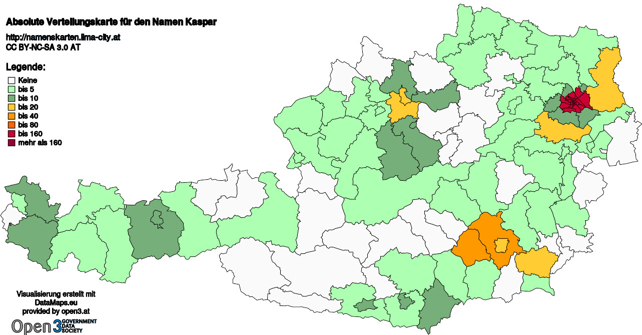Absolute Verteilungskarten Nachnamen Kaspar
