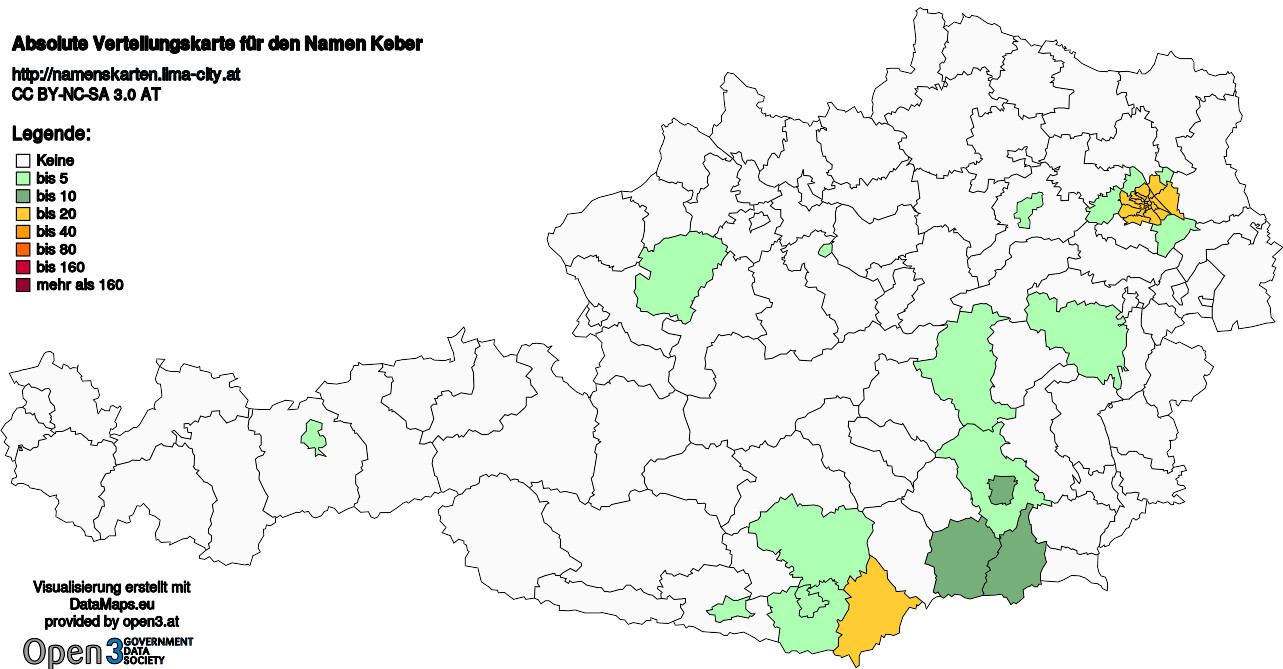 Absolute Verteilungskarten Nachnamen Keber