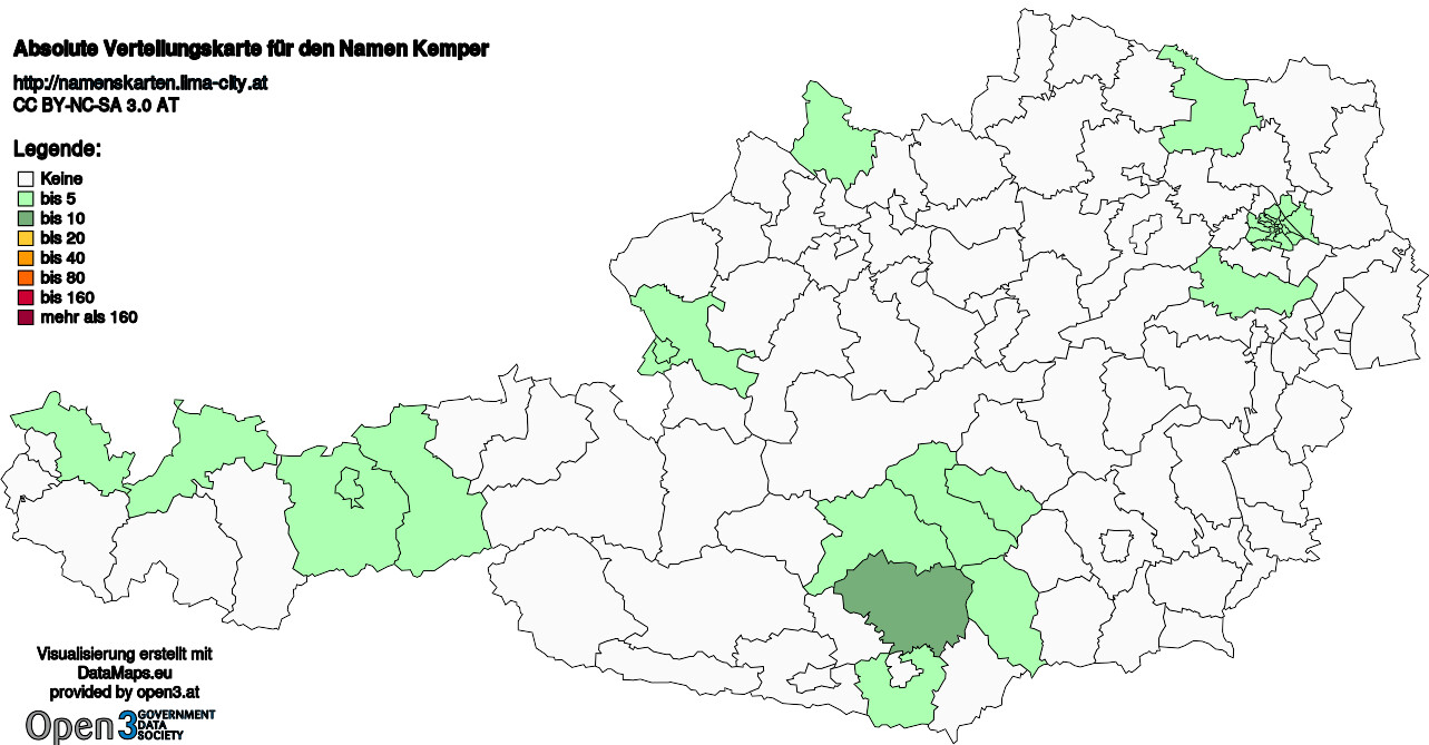 Absolute Verteilungskarten Nachnamen Kemper