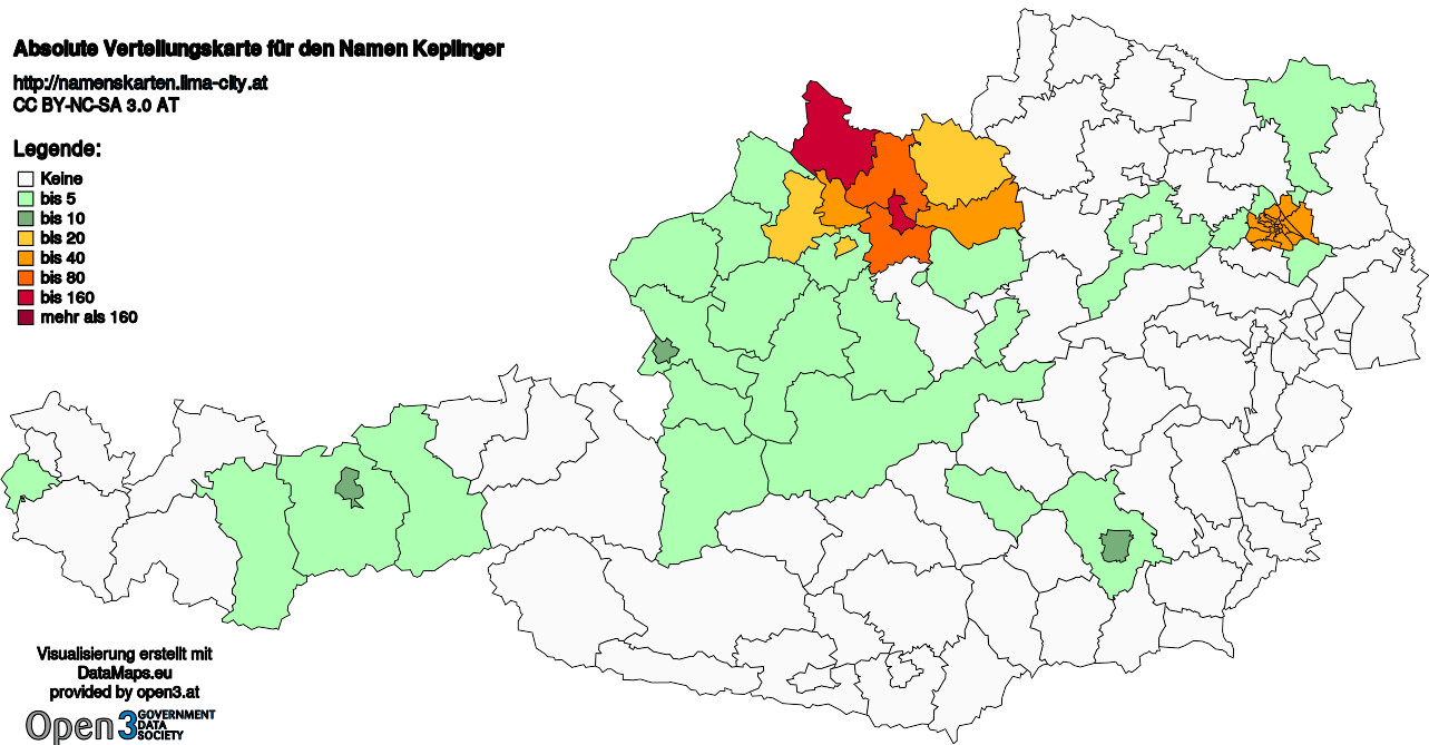 Absolute Verteilungskarten Nachnamen Keplinger