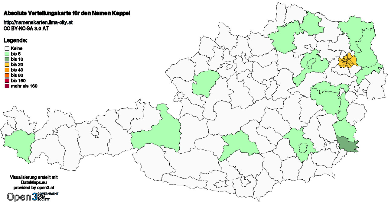 Absolute Verteilungskarten Nachnamen Keppel