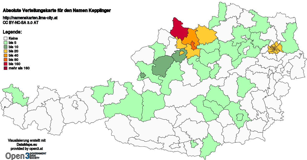 Absolute Verteilungskarten Nachnamen Kepplinger