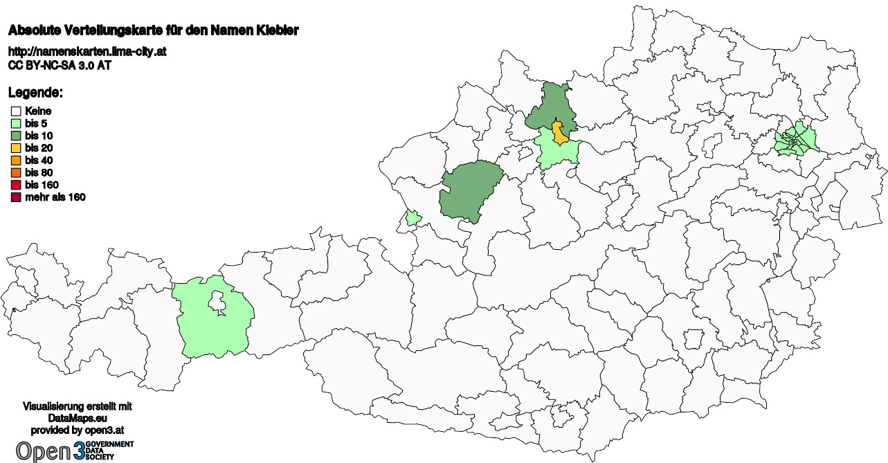 Absolute Verteilungskarten Nachnamen Kiebler