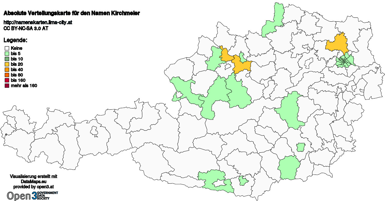 Absolute Verteilungskarten Nachnamen Kirchmeier