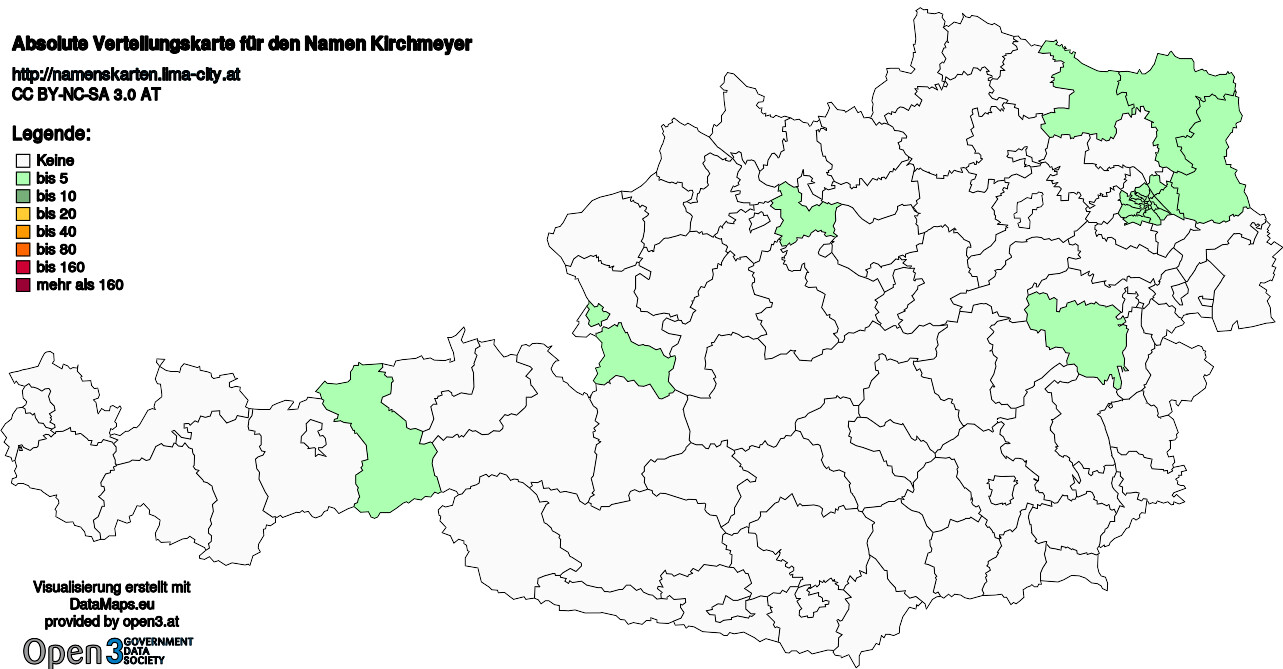 Absolute Verteilungskarten Nachnamen Kirchmeyer