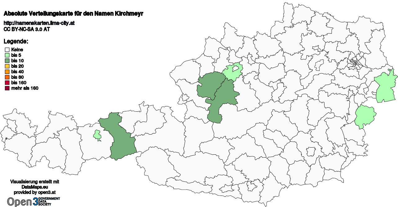 Absolute Verteilungskarten Nachnamen Kirchmeyr