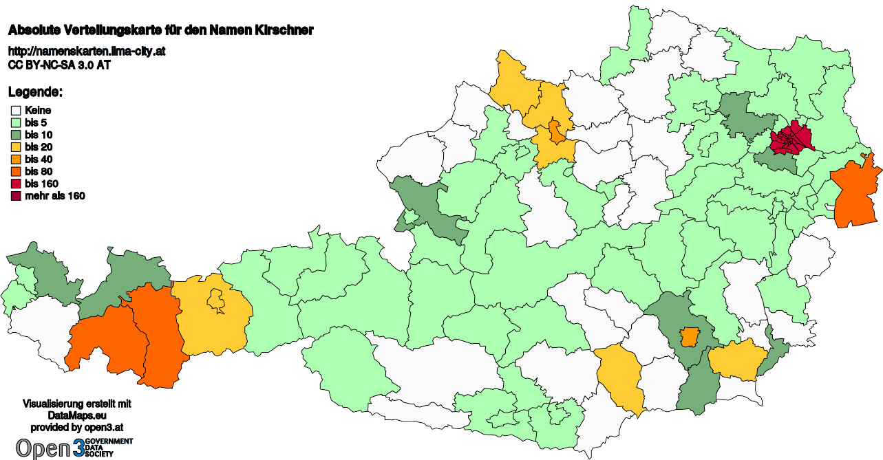 Absolute Verteilungskarten Nachnamen Kirschner