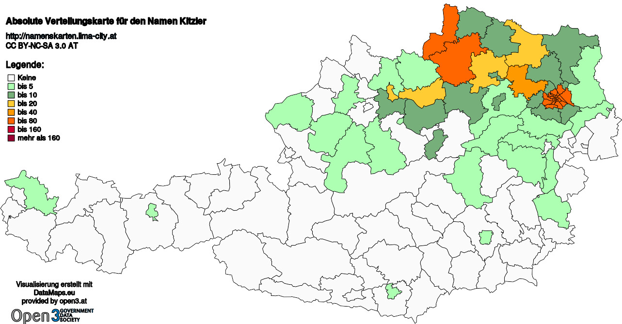 Absolute Verteilungskarten Nachnamen Kitzler