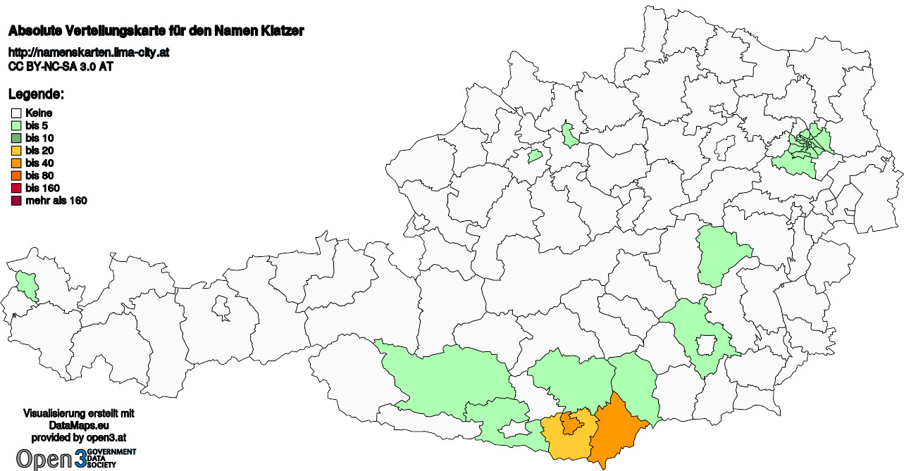 Absolute Verteilungskarten Nachnamen Klatzer