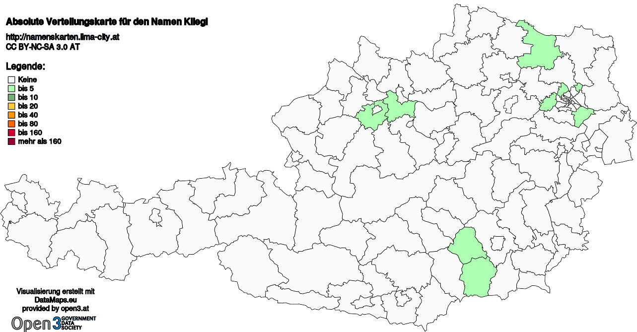 Absolute Verteilungskarten Nachnamen Kliegl