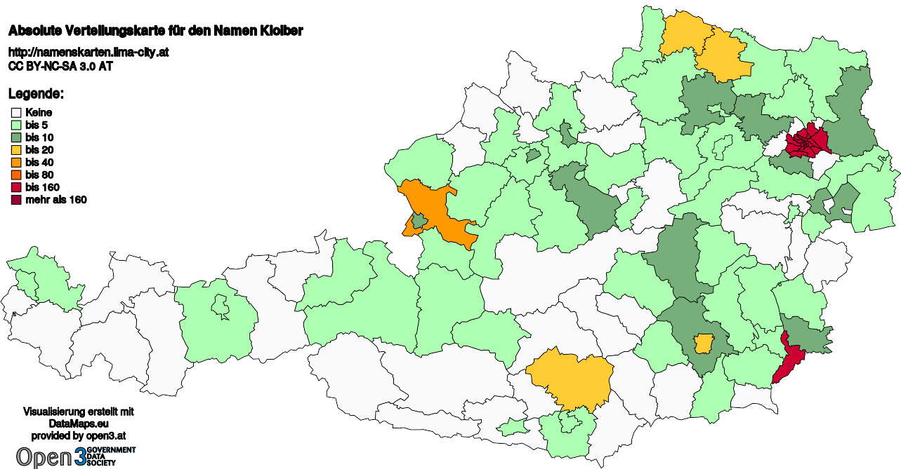 Absolute Verteilungskarten Nachnamen Kloiber