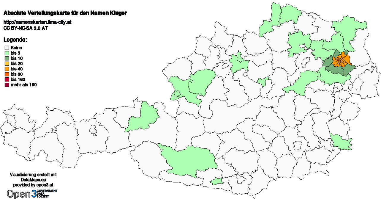 Absolute Verteilungskarten Nachnamen Kluger