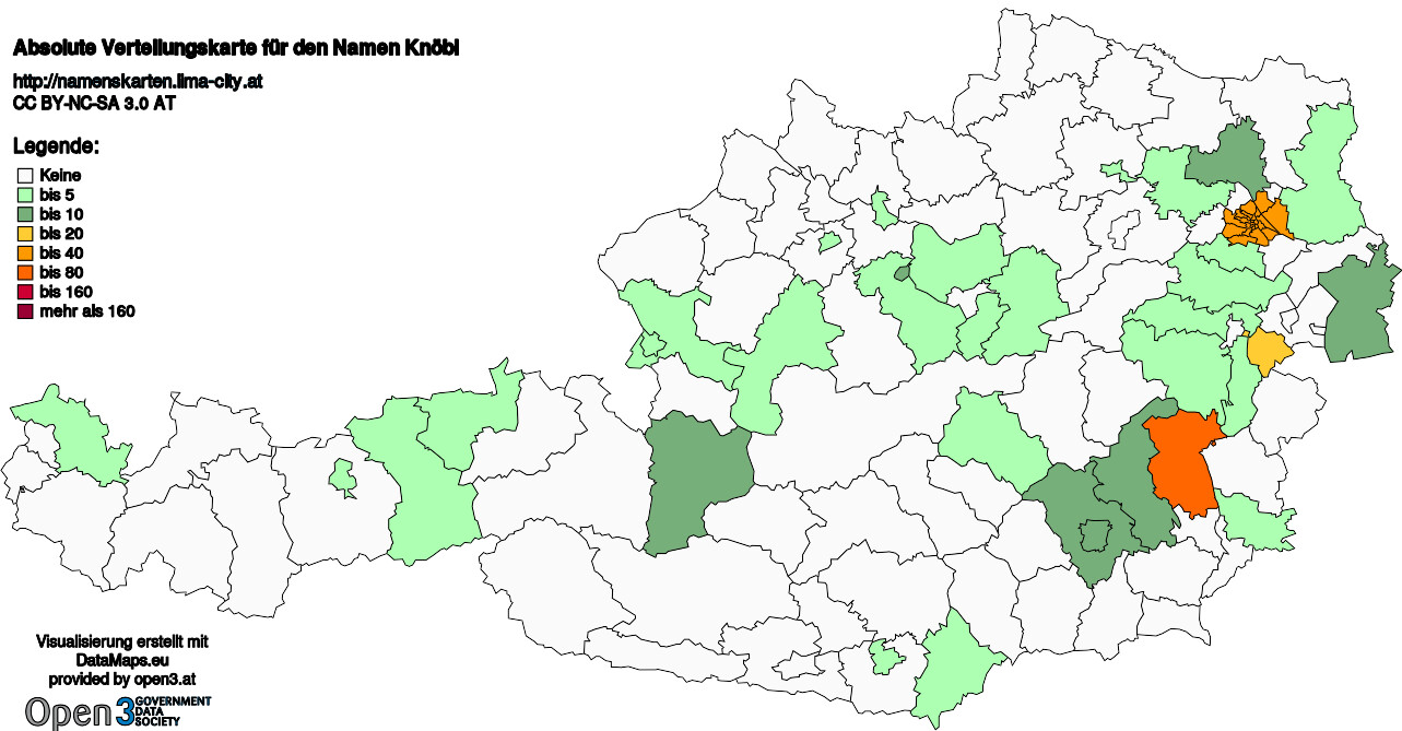 Absolute Verteilungskarten Nachnamen Knöbl