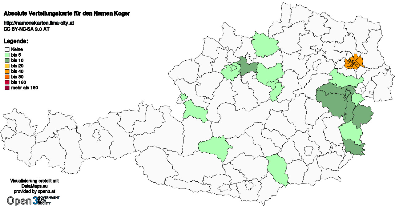 Absolute Verteilungskarten Nachnamen Koger