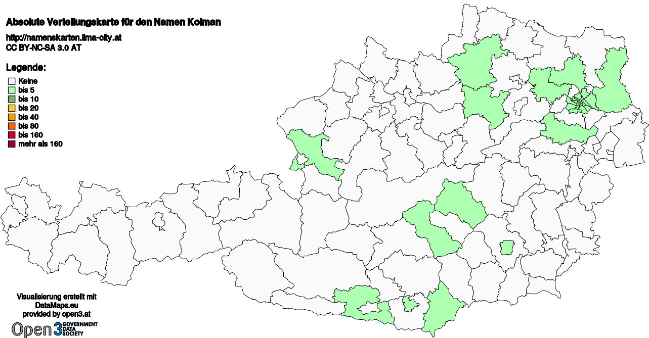 Absolute Verteilungskarten Nachnamen Kolman