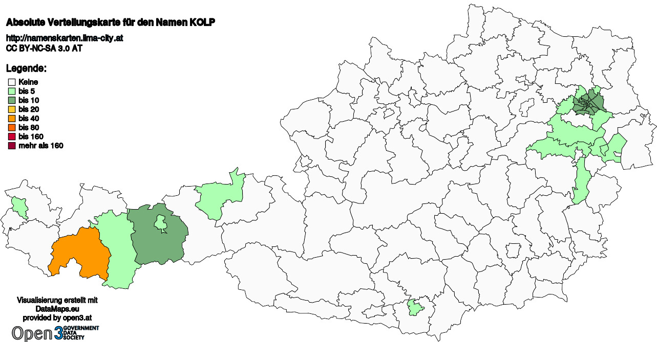 Absolute Verteilungskarten Nachnamen Kolp