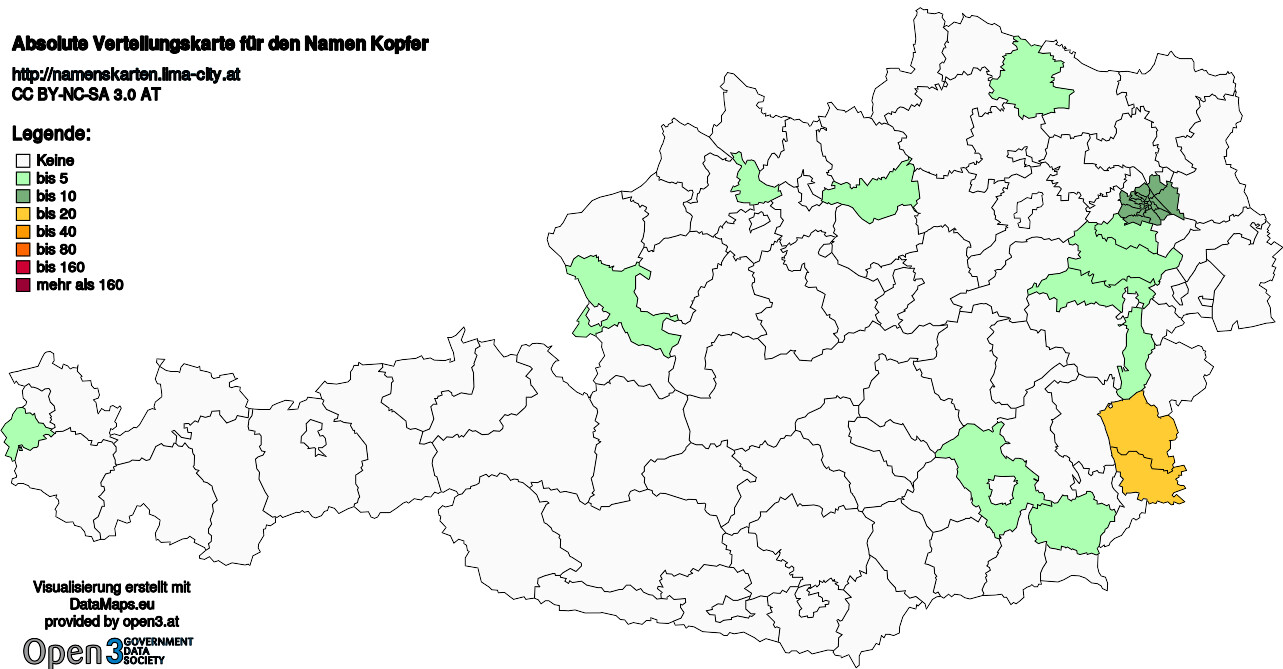 Absolute Verteilungskarten Nachnamen Kopfer