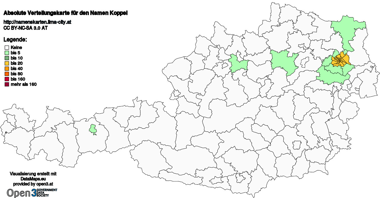 Absolute Verteilungskarten Nachnamen Koppel