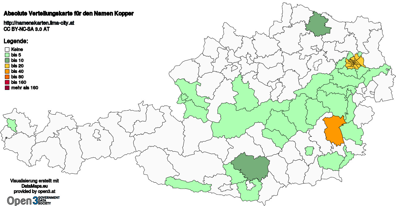 Absolute Verteilungskarten Nachnamen Kopper