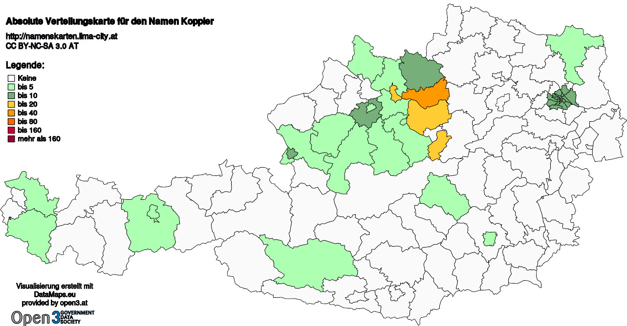 Absolute Verteilungskarten Nachnamen Koppler